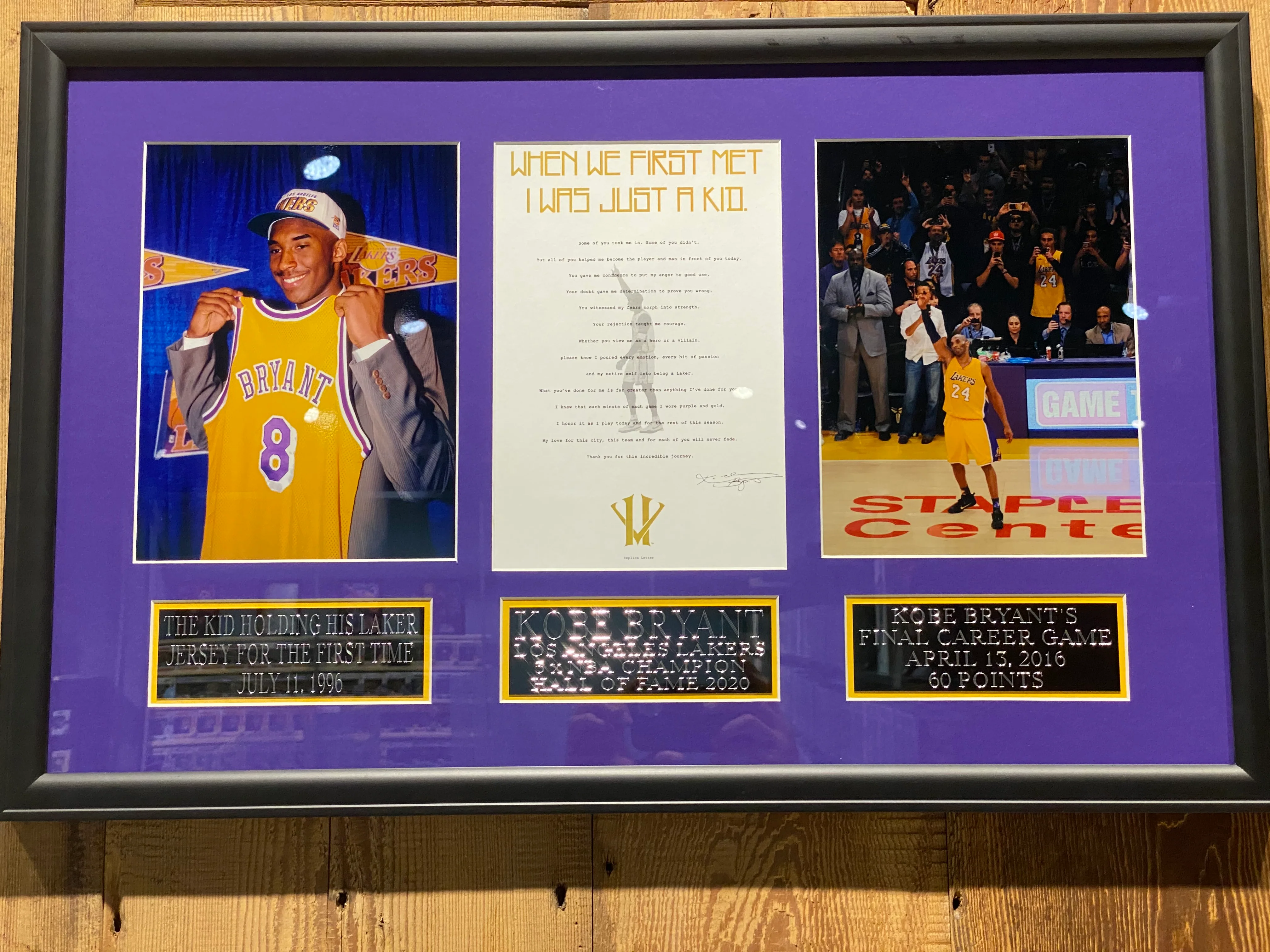 Framed Kobe Memorabilia