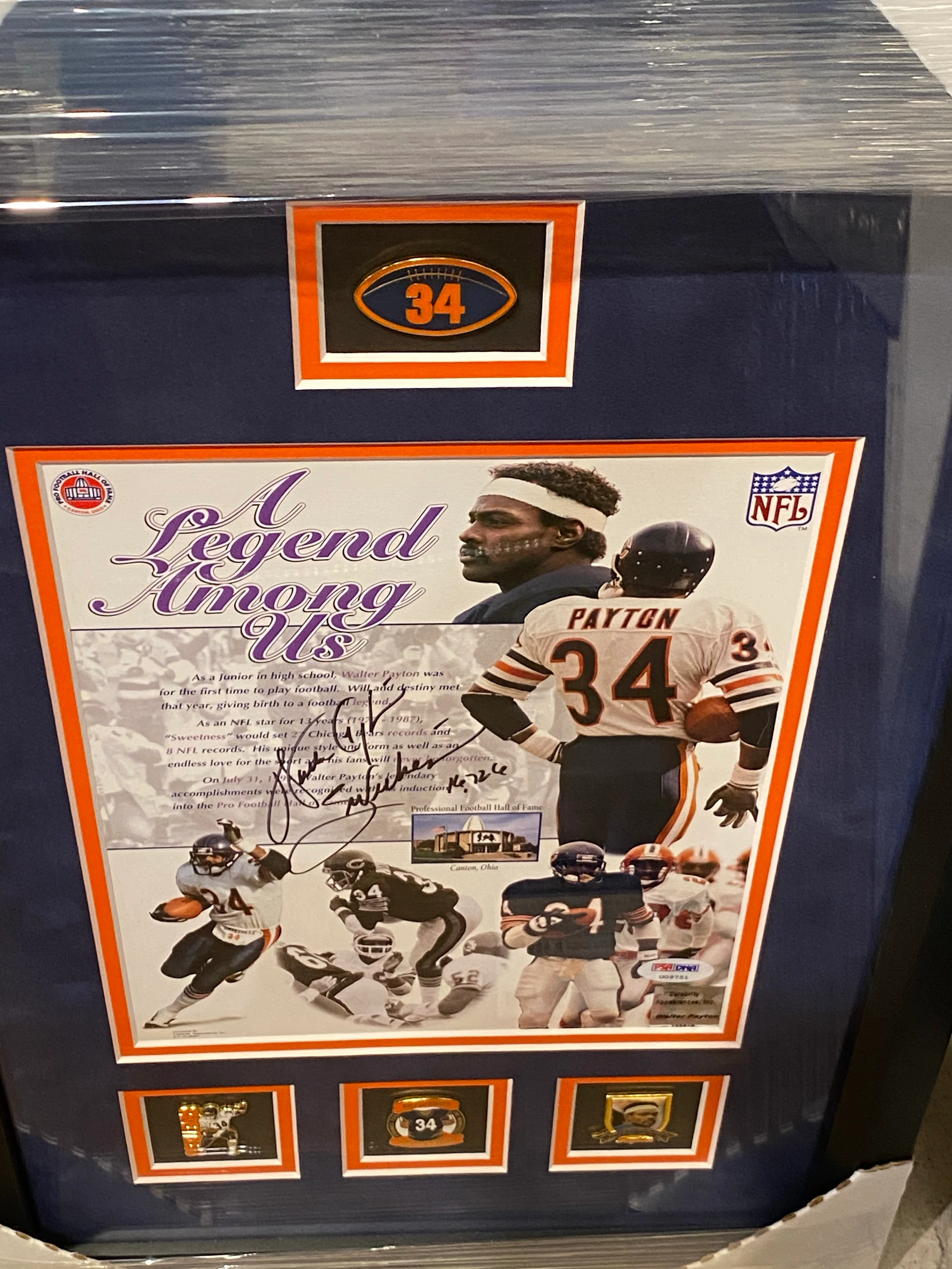 Signed Walter Payton Frame